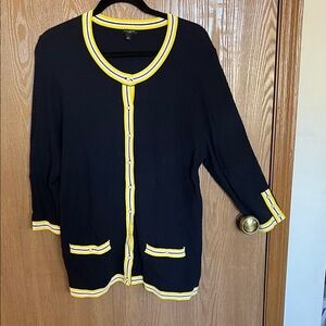 Talbots Women's Cardigan in Navy and Yellow